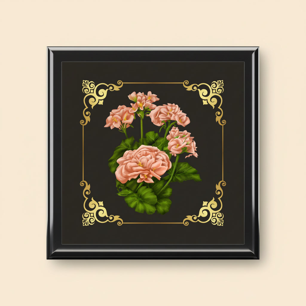 Floral Velvet Keepsake Jewelry Box — Vintage Pink Geranium Design