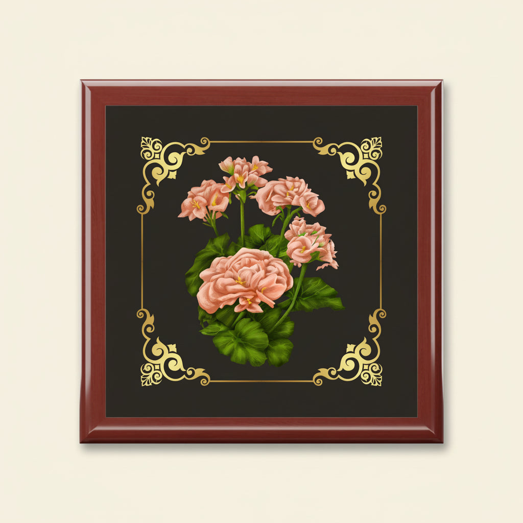 Floral Velvet Keepsake Jewelry Box — Vintage Pink Geranium Design